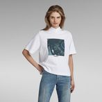 G-STAR® Eye Dye Boxy Mock V-Neck T-Shirt White