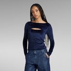 G-STAR® Cut-Out Slim Boatneck Top Dark blue