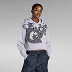 G-Star RAW® Vintage Cropped Graphic Loose Hooded Sweater Grey