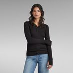 G-STAR® Slim Rib Henley Top Black