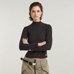 G-STAR® Asymmetric Zip Cropped Slim Mock Top Black