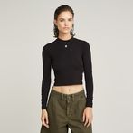 G-STAR® Cropped Mock Slim Top Schwarz