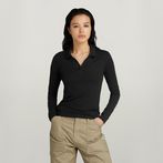 G-Star RAW® Ribbed Slim Polo Top Black