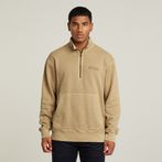 G-STAR® Washed Half Zip Relaxed Sweater Beige