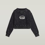 G-STAR® Overdyed Cropped Logo Loose Sweater Black