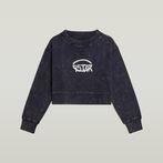 G-STAR® Overdyed Cropped Logo Loose Sweater Dark blue