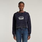 G-STAR® Overdyed Cropped Logo Loose Sweater Dark blue