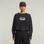 G-STAR® Overdyed Cropped Logo Loose Sweater Black