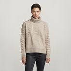 G-STAR® Knitted Turtleneck Sweater Structure Loose Beige