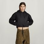 G-STAR® Sleeve Graphic Cropped Loose Hoodie Black