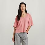 G-STAR® Overdyed Deep V-Neck Loose Top Pink