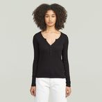 G-STAR® Deep V Henley Slim Top Schwarz