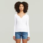 G-STAR® Deep V Henley Slim Top White