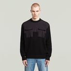 G-STAR® Woven Mix Knit Pullover Black