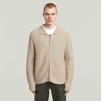 G-STAR® Polo Collar Full Zip Knit Beige