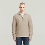 G-STAR® Polo Collar Half Zip Knit Beige