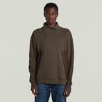 G-STAR® Fabric Mix Half Zip Sweater Brown