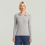 G-STAR® Ribbed Slim Polo Long Sleeve Grey