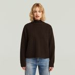 G-STAR® Cable Double Collar Knit Brown