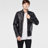 G-STAR® Engine Leather Jacket Black model front