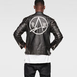 G-Star RAW® Biker Leather Jacket Black model front