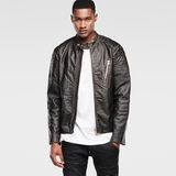 G-STAR® Biker Leather Jacket Black model side