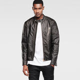 G-Star RAW® Biker Leather Jacket Noir model side