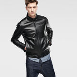 G-Star RAW® Re 3D Leather Biker Jacket Black model front