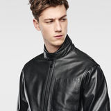 G-Star RAW® Re 3D Leather Biker Jacket Black flat front