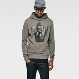 G-Star RAW® Moiric Hooded Sweat Gris model front