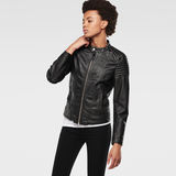G-Star RAW® Aviator Leather Slim Jacket Black flat front