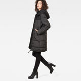G-Star RAW® Whistler Hooded Quilted Slim Long Coat Black model side