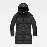 G-Star RAW® Whistler Hooded Quilted Slim Long Coat Black flat front