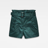 G-Star RAW® Rovic High waist Paperbag Shorts Green flat front