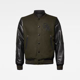 G-Star RAW® Bolt Leather Bomber Jacket Grey flat front
