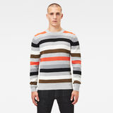 G-Star RAW® Multi Stripe Knitted Sweater Grey model front