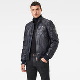 G-Star RAW® Haworx Padded Leather Jacket Dark blue model side