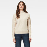 G-Star RAW® Utility Cable Mock Knitted Sweater Beige model front