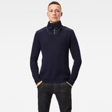 G-Star RAW® Dast Half Zip Knitted Sweater Dark blue model front