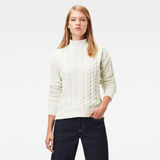 G-Star RAW® Cable Knit Mock Sweater White model front