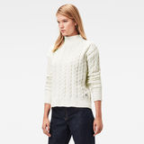 G-Star RAW® Cable Knit Mock Sweater White model side
