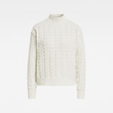 G-Star RAW® Cable Knit Mock Sweater White flat front