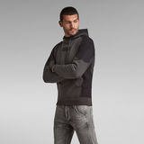 G-Star RAW® Woven Mix Graphic Loose Hooded Sweater Grey