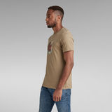 G-Star RAW® T-shirt Layered Logo Slim Brun