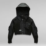 G-Star RAW® Hooded Zip Through E Woven Mix Knit Black