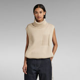 G-Star RAW® Knitted Top Open Side Turtle Neck Beige