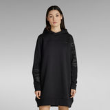 G-Star RAW® Multi Graphic Loose Hooded Sweater Dress Black