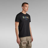 G-Star RAW® Motif RAW multicolore. T-shirt Noir