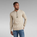 G-Star RAW® Half Zip Pocket Knitted Sweater Beige