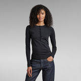 G-Star RAW® Essential Henley Slim Top Black